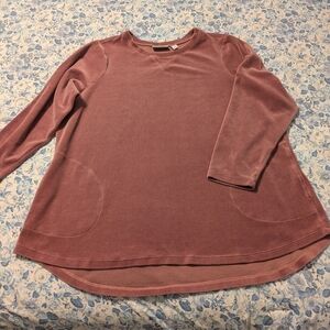 Women's Pink Long Sleeve Velour Top